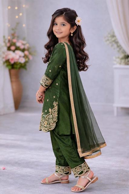 Ramzan Eid Special Silk Green Wholesale kids fashion supplier in Pune